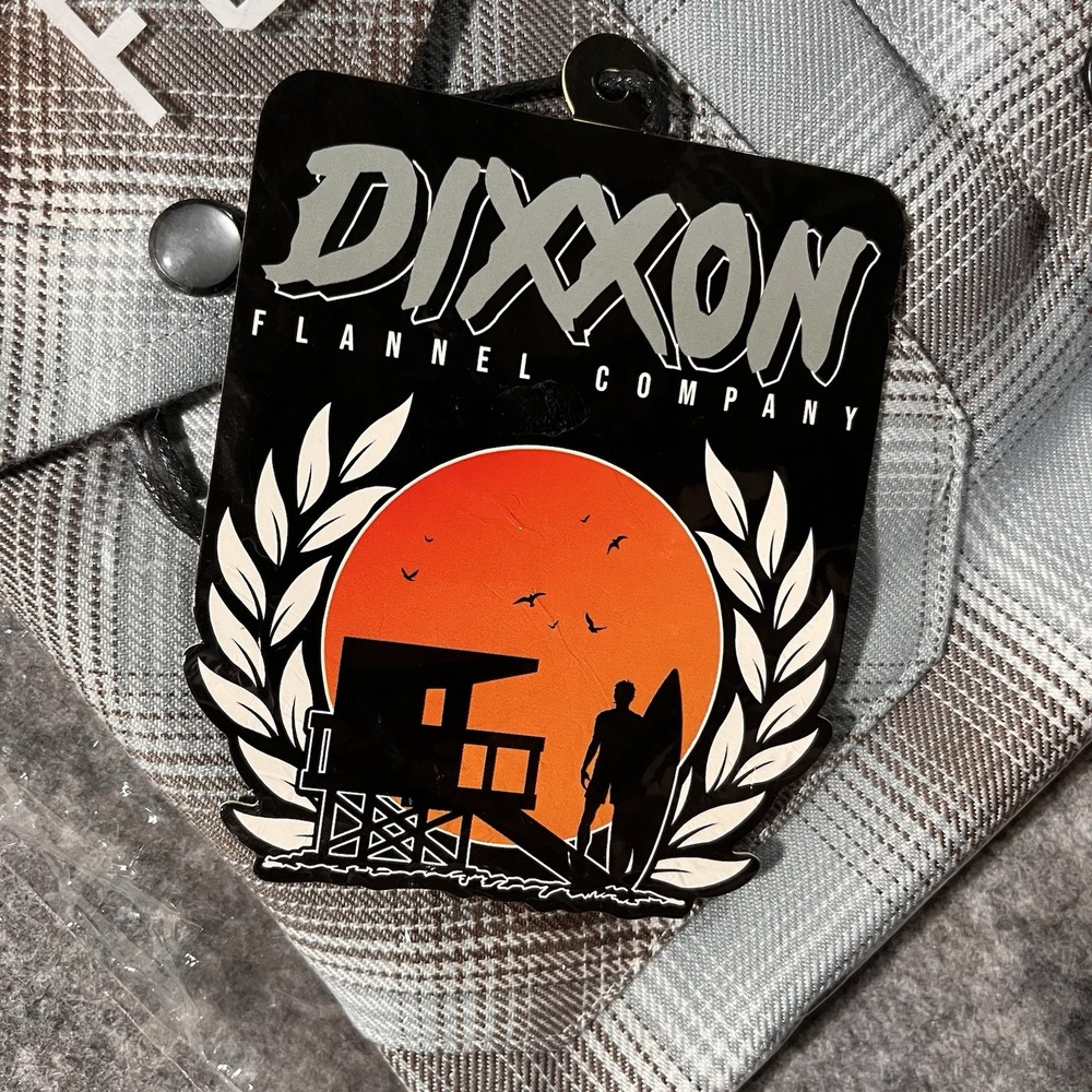 Dixxon Flannel Dawn Patrol LE Shirt Mens XS Blue Brown Plaid Pearl Snap NWT - Picture 5 of 6